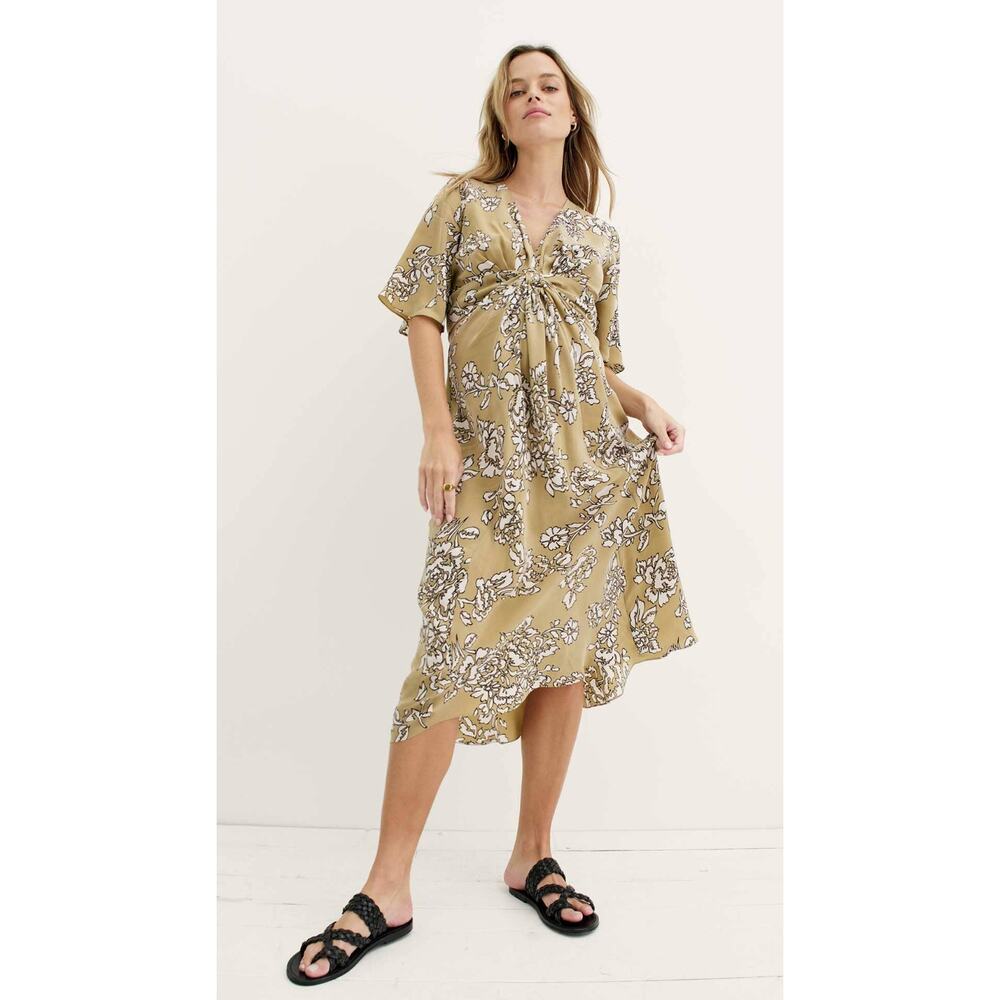 HATCH The Thea Maternity Green Floral Dress Size 2